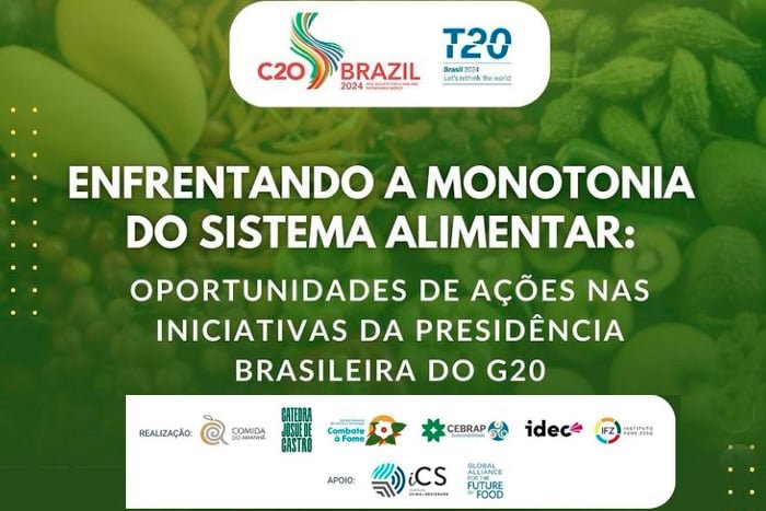 Evento paralelo do C20/T20 “Enfrentando a monotonia do sistema alimentar: Oportunidades de ações nas iniciativas da Presidência Brasileira do G20