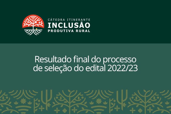 Resultado final do processo de seleção do edital 2022/23 da Cátedra Itinerante “Inclusão Produtiva no Brasil Rural e Interiorano